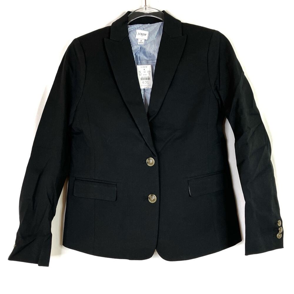 J.Crew Factory Blazer Black Cotton Blend Two Button NWT Womens Size 0